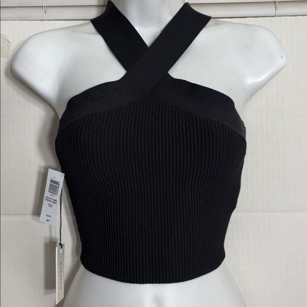 NWT Aritzia color black Sculpt Knit Criss Cross Cropped Tank